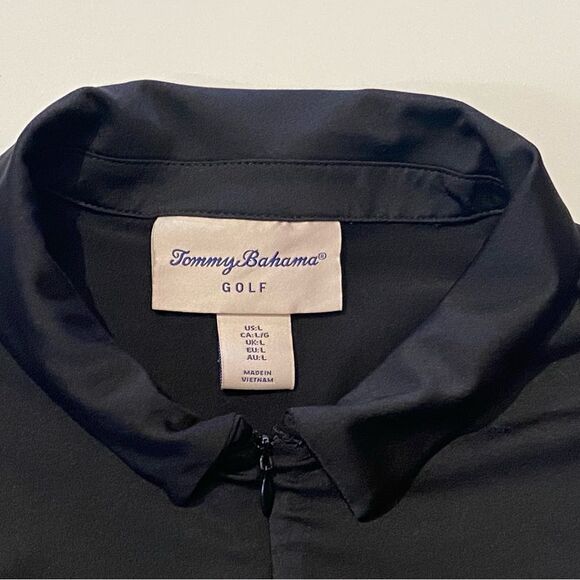 Tommy Bahama Golf 1/4 Zip Black Short Sleeve Polo Shirt Women's Size Large - Picture 6 of 15